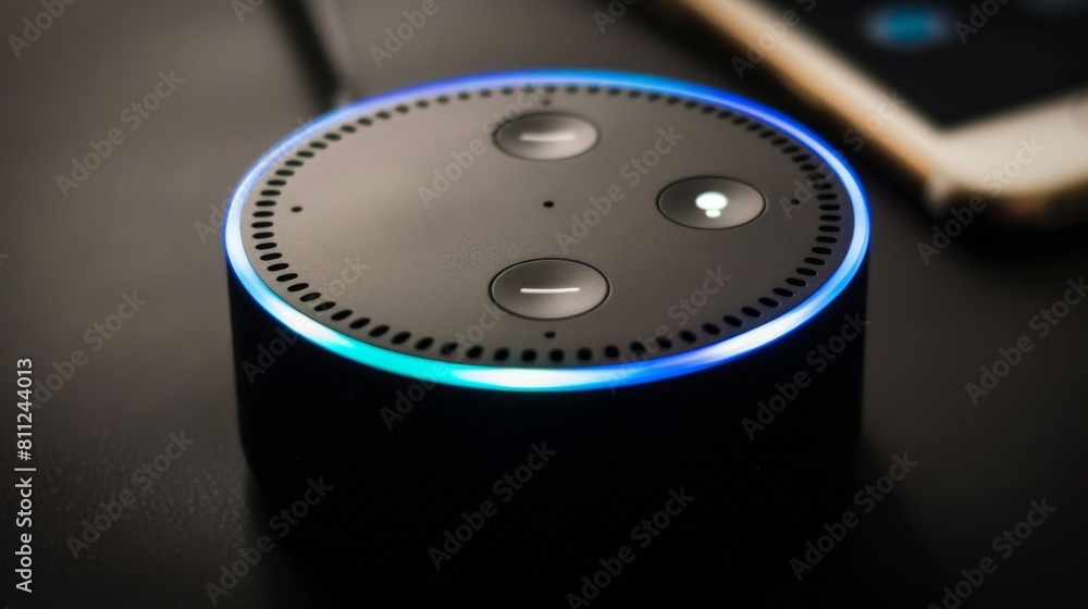 Poster an amazon echo dot on a table