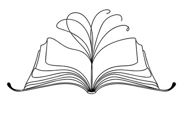 line drawing open book isolated on a white background
