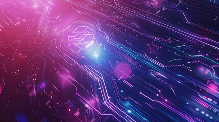 Abstract High Tech Background. Modern wide Hi-tech digital technology concept. Illustration high computer technology hyper realistic 