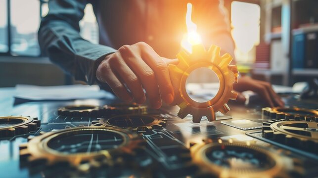 An image illustrating the concept of business agility, showcasing elements of smart strategic planning, flexible management practices, and adaptability in a corporate setting.