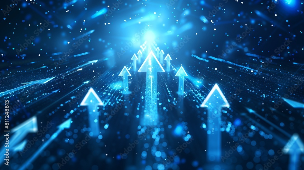 Poster an abstract concept image illustrating business transformation, showcasing an upward trend for devel