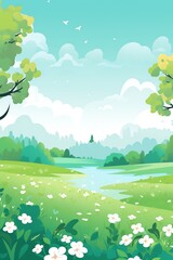 Freshness theme concept flat design side view spring theme animation Analogous Color Scheme