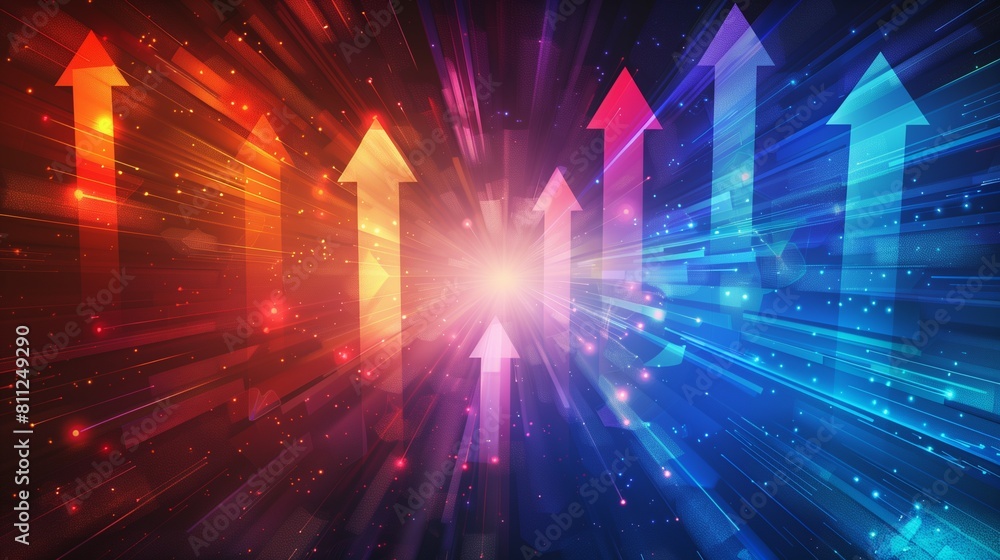 Poster an abstract concept image illustrating business transformation, showcasing an upward trend for devel