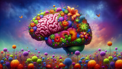 Brain from flora fantasy art background 