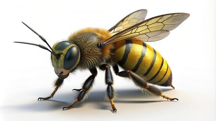 4k bee on white background