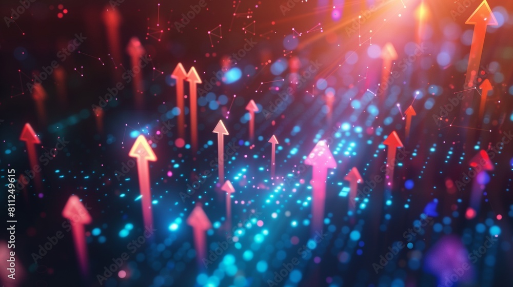 Poster an abstract concept image illustrating business transformation, showcasing an upward trend for devel
