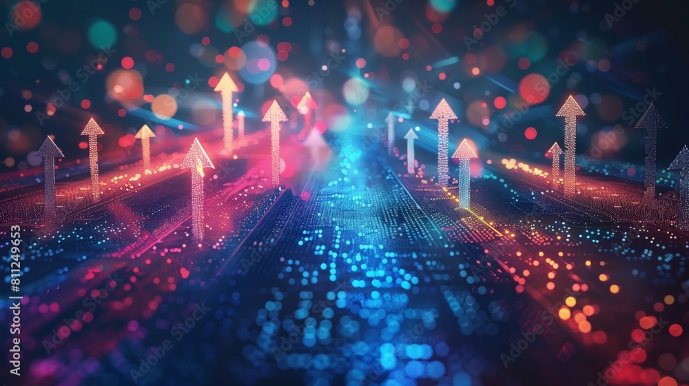 Poster an abstract concept image illustrating business transformation, showcasing an upward trend for devel