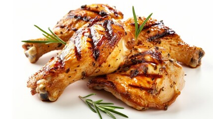 delicious Grilled chicken white background. hyper realistic 