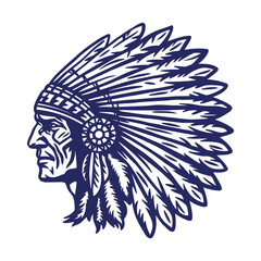 American face of an indigenous leader. vector illustration