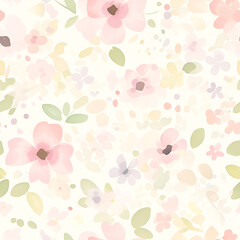 Seamless pattern with watercolor flowers, Continuous in four directions