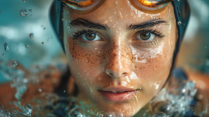 Close up female athlete swimmer