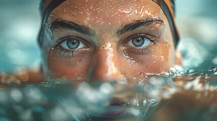 Close up female athlete swimmer