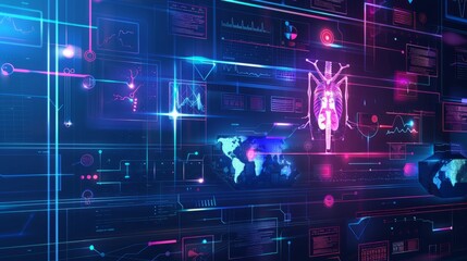 Modern technology in healthcare, medical diagnosis. Online medicine infographic concept. Artificial intelligence help integrate and analysis data about health patients. hyper realistic 