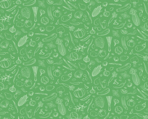 Artistic Vegetable Sketches Seamless Background for Eco-Friendly Designs.