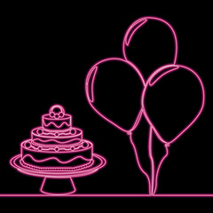 Birthday Party Happy Promotion icon neon glow vector illustration concept