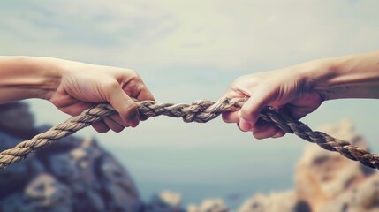 An image illustrating the concept of conflict mediation, showcasing two individuals or groups with opposing views engaging in a dispute, with a mediator facilitating communication and resolution.