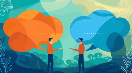 An image illustrating the concept of conflict mediation, showcasing two individuals or groups with opposing views engaging in a dispute, with a mediator facilitating communication and resolution.