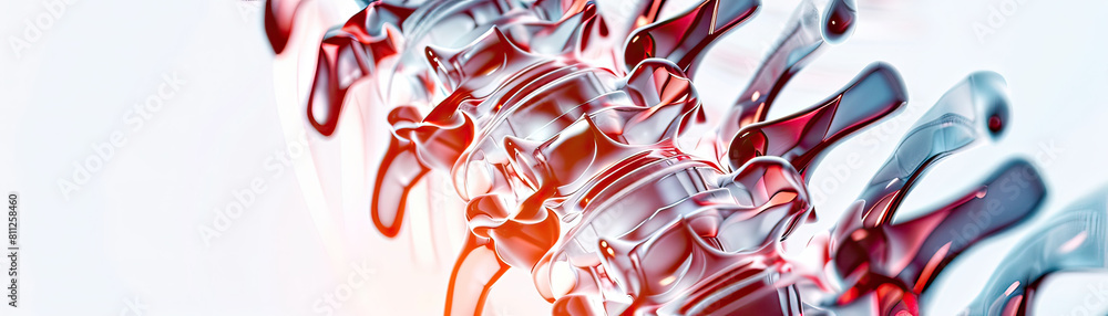 Poster abstract digital artwork featuring fluid red and white waves in a dynamic and modern design.