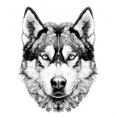Fototapeta premium Head portrait of a Husky dog. Vector illustration