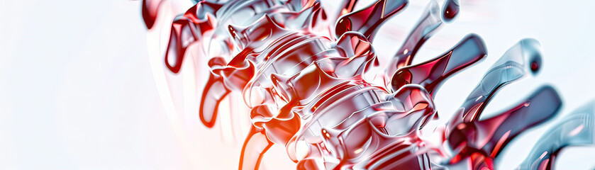 Abstract digital artwork featuring fluid red and white waves in a dynamic and modern design.