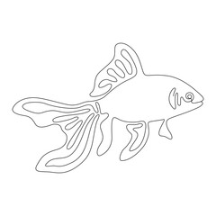 Goldfish is hand-drawn in one continuous line. Vector illustration isolated on a white background.