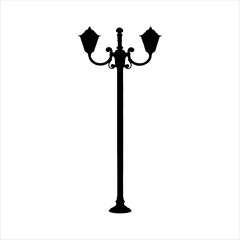 Vintage street lamp silhouette isolated on white background. Street lamp icon vector illustration design.