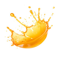 Orange juice splash with drops isolated on white background