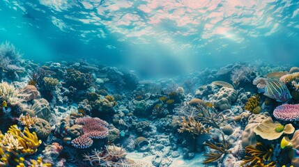 Fototapeta na wymiar Vibrant underwater panorama of a tropical reef, AI Generative hyper realistic 