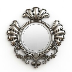 Mirror in elegant art deco style metallic frame, isolated on white background