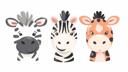 Obraz premium Zebra. Flat vector illustration of cute animal. Baby nursery art.