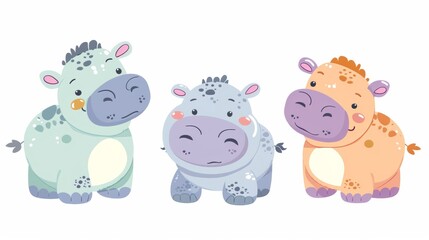 Fototapeta premium Hippo. Flat vector illustration of cute animal. Baby nursery art.