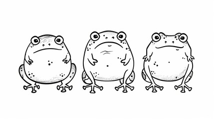 Frog. Line drawing of cute animal. Baby nursery art.