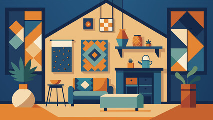 Fototapeta premium Modern Stylish Living Room Interior with Vibrant Decor Accents