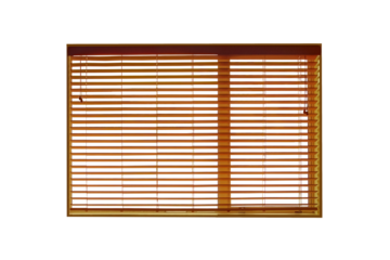 Cutout of an isolated modern window with a blind under evening sunlight taken from inside with the transparent png	