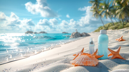 Sun-kissed skin, glistening with water, shielded by premium sunscreen for a luminous .