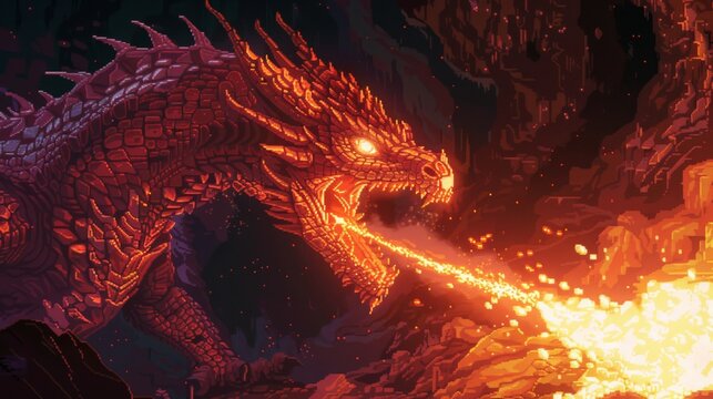 Fire breathing red dragon.