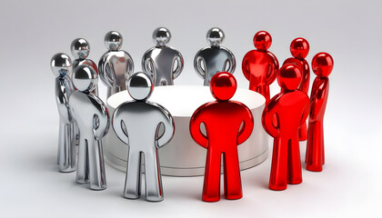 Dynamic Business Team Achieving Targets Through Effective Collaboration represented by Glossy Humanoids shapes business concept Teamwork 