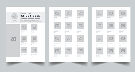 Product Line Sheet Template, Wholesale Template, Product Catalog Layout with 3 page design template