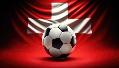 Obraz premium Soccer ball against the Swiss flag, UEFA Euro 2024, European Football Championship 2024 