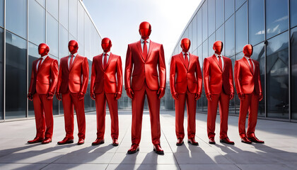 Dynamic Business Team Achieving Targets Through Effective Collaboration represented by Glossy Humanoids shapes business concept Teamwork 