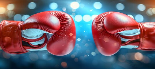 Powerful boxing gloves  symbol of strength and readiness for summer olympic games