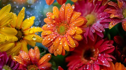 flowers with rain drops
