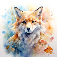 A cute fox in a chaotic autumn mood, cinematic pastel colors, and intricate details