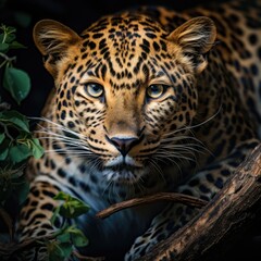 Portrait of a leopard in the wild.