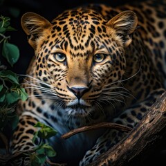 Obraz premium Portrait of a leopard in the wild.