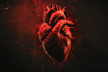 A Bold Graphic of a Red Heart Silhouette,
An animation of the human heart beating in a threedimensional context