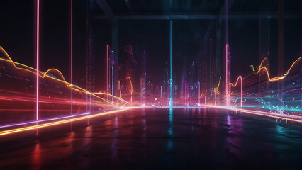 Futuristic Neon-Lit Tunnel With Dynamic Light Trails