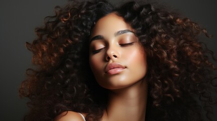 Fototapeta premium Woman With Red Curly Hair Posing
