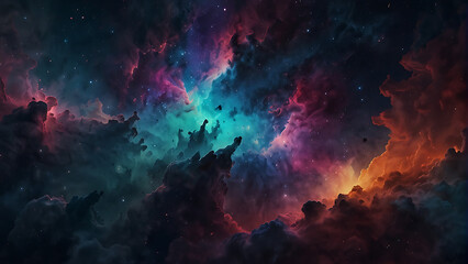 Vibrant Nebula Illuminates the Cosmos With Colorful Clouds and Stars