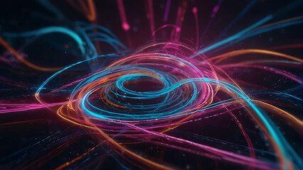 Obraz premium Abstract Neon Swirls in a Dark Background
